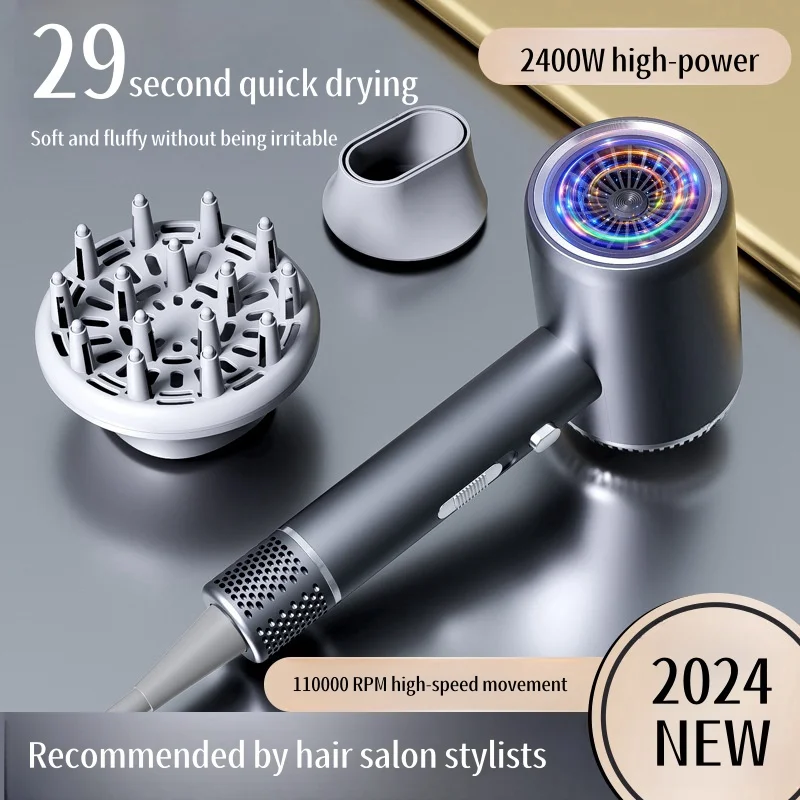 New Hair Salon Hair Dryer EU/UK Plug High-Power Quick Drying Net Red Blue Light Hair Salon Home Silent Hammer Hair Dryer