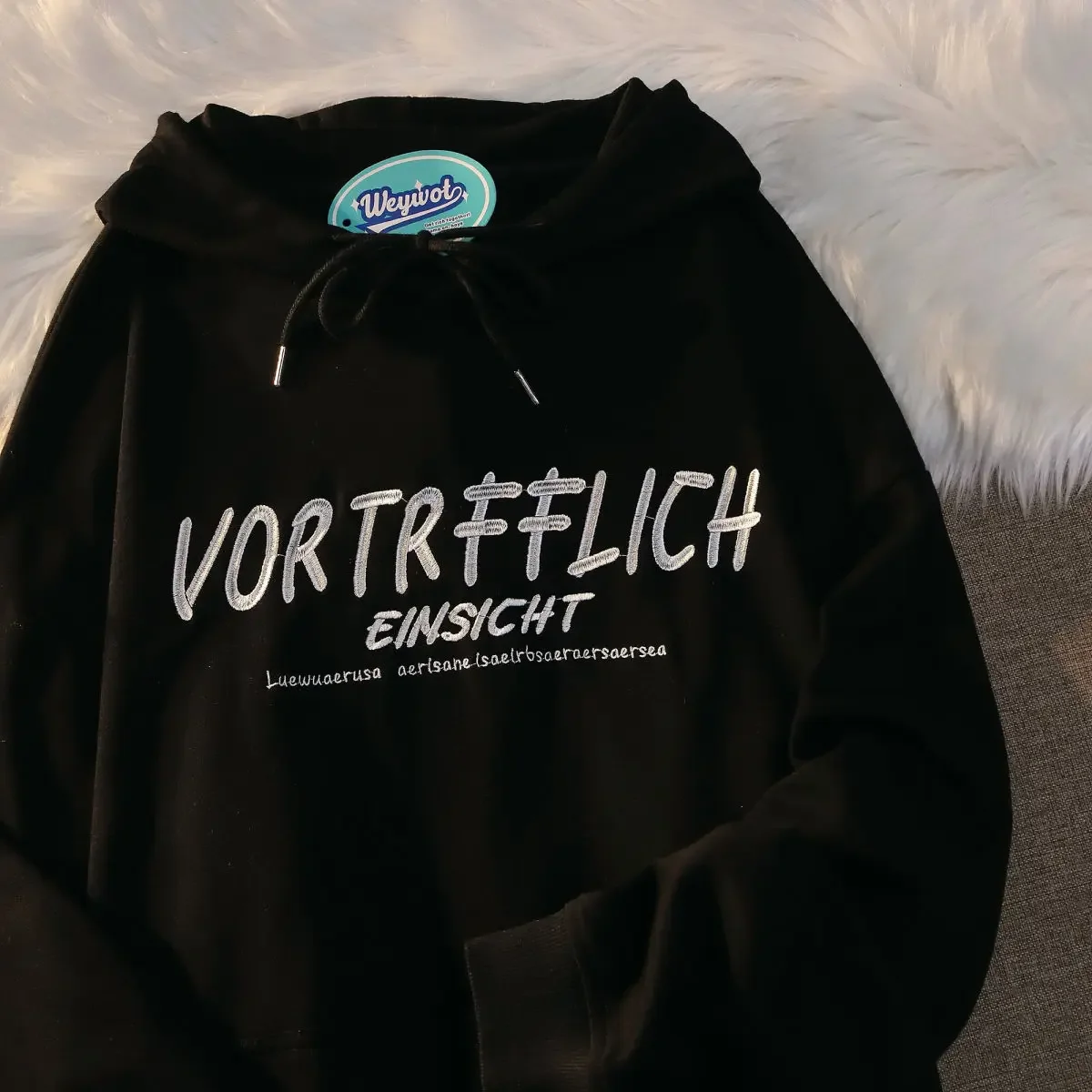 

American Retro Women Men Hoodies Alphabet Print Sweatshirt Fashion Hip Hop Streetwear Autumn Winter Y2k Black Long Sleeved Tops