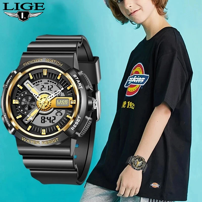 LIGE Children Watch LED Digital Sport Wristwatch Waterproof Luminous Silicone Strap Clock Fashion Alarm Kid Watches For Boy Girl new fashion women watches digital 5bar waterproof silicone strap luminous alarm clock ladies wristwatch girls relogio feminino