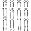 BONISKISS 12pairs Men Women Stainless Steel Cross Chain Feather Spike Rivet Ball Hoop Earrings Drop Dangle Huggied Ear Studs Set 1