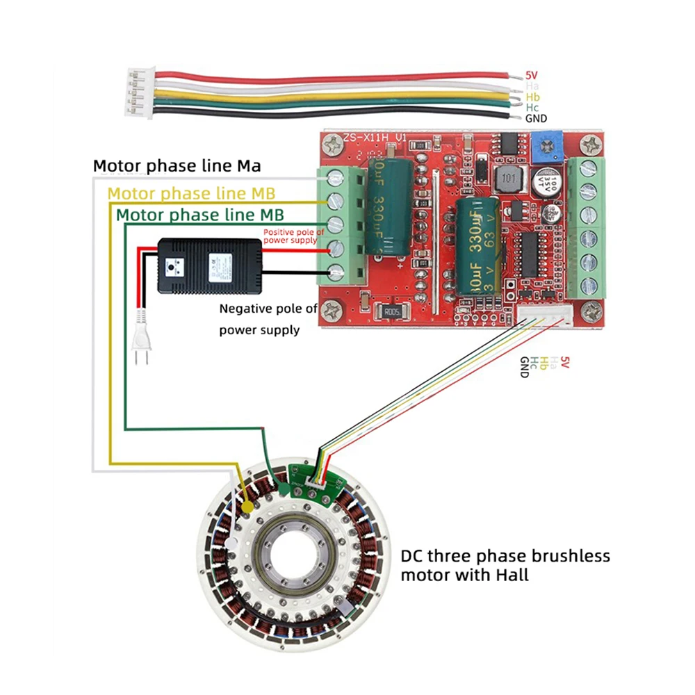 4X DC 6-60V 400W BLDC Three Phase DC Brushless Motor Controller PWM Hall Motor Control Driver Board 12v 48v