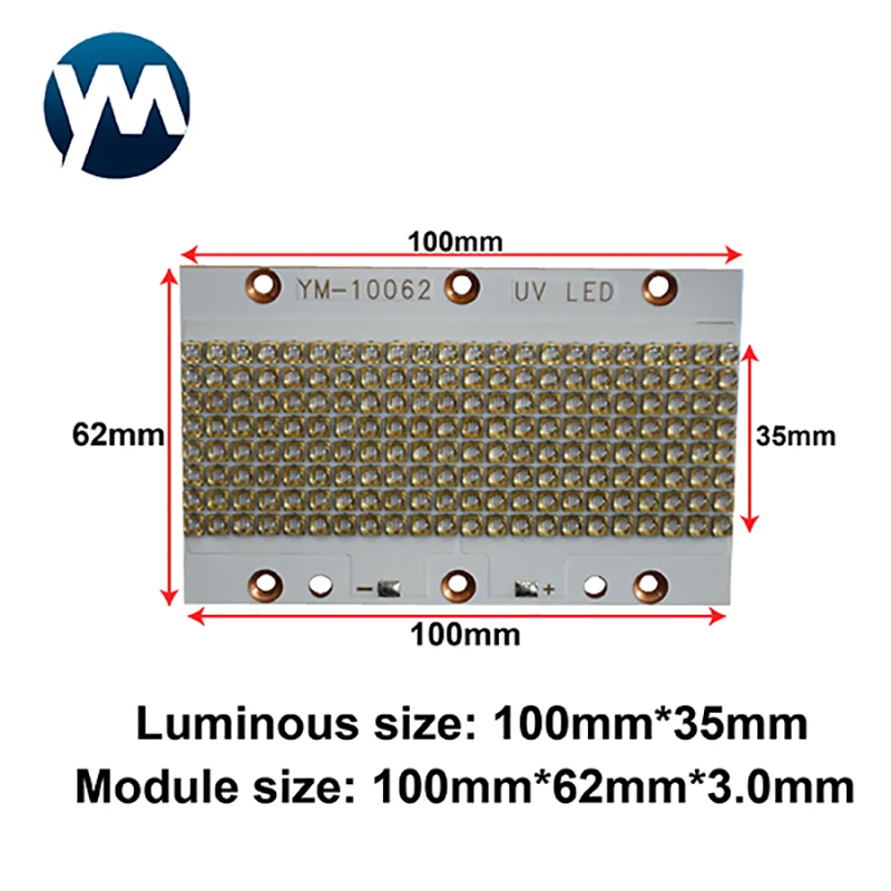 520W UV LED Module 3535 Chip Curing Lamp 3W SMD 365nm 385nm 395nm 405nm High Power 3D Printing Screen Flexo Ink Glue Curing