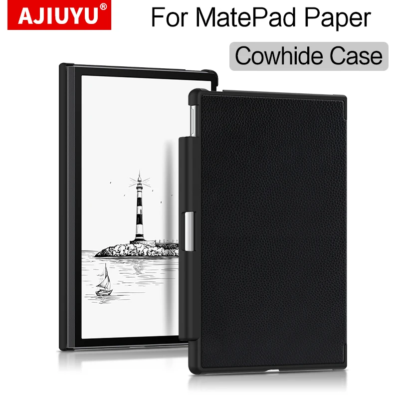 

For HUAWEI MatePad Paper 10.3 Inch HMW-W09 Ink Scree Tablet Cowhide Protective Cover Funda Back Genuine Leather Case Hard Shell