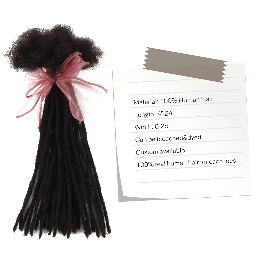 Orientfashion Microlocs Soft Loc Extensions Handmade 100% Human Hair Dreadlocks Extensions 0.2cm Width Afro Kinky Curly Locs