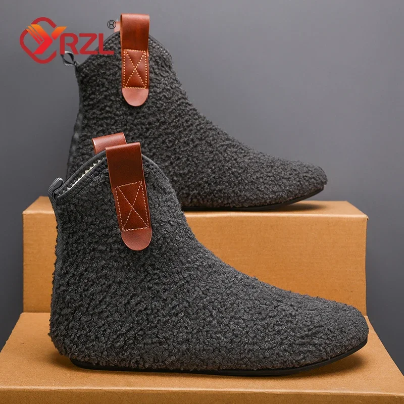 YRZL Cotton Shoes Male Boots Men Winter Warm Indoor Home Shoe Comfortable Plush Man Casual Shoes Soft  Anti-slip Walking Shoes