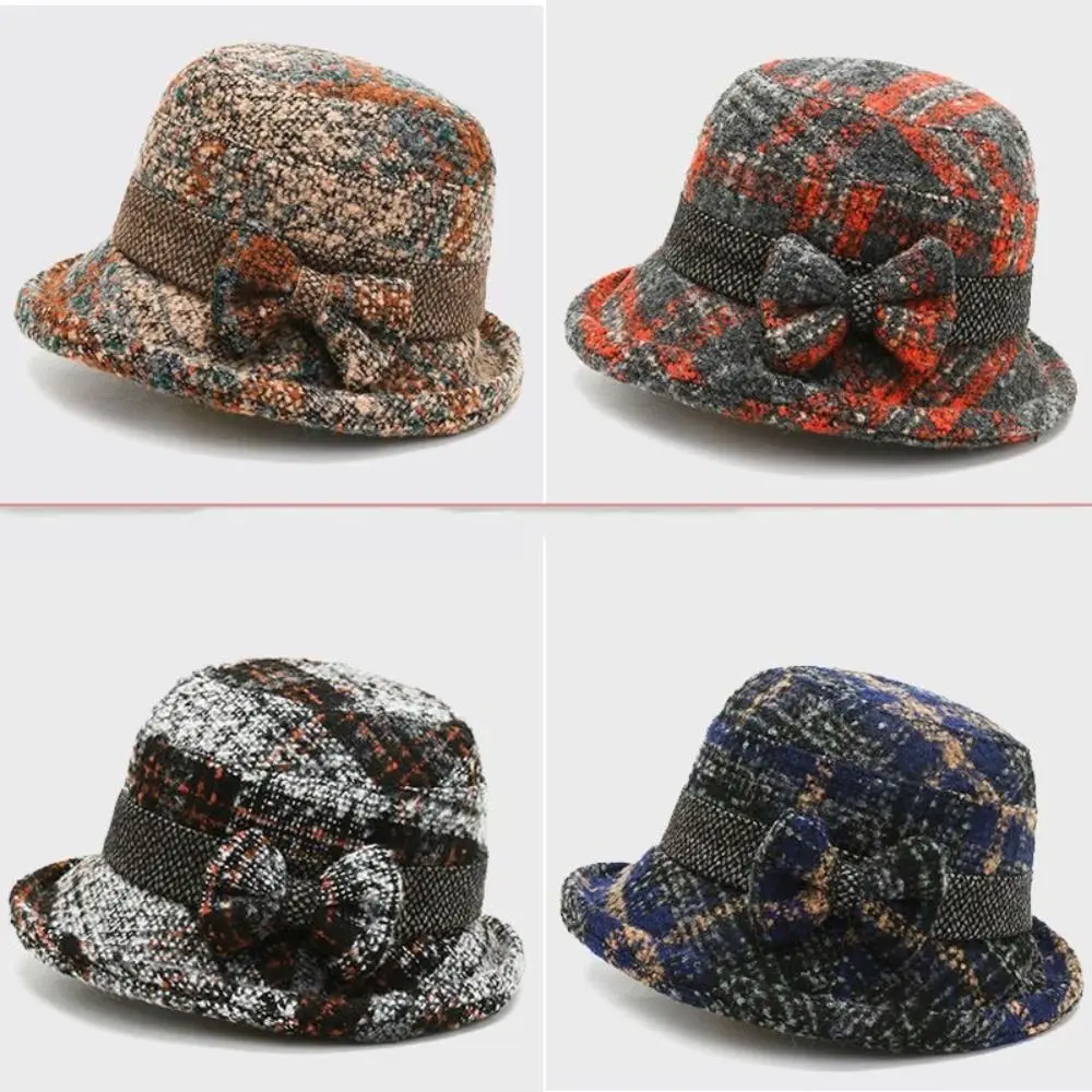 

Твидовая вязаная шапка, теплый дышащий головной убор в винтажном стиле, для пожилых женщин