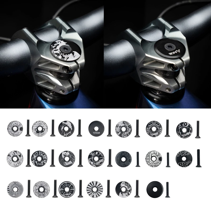 Bike Stem Cap 77HC Stem Top Cap Cover Bike Headset Top Cover 31.7mm Diameter for MTB Bike Easy Assembly Accessory