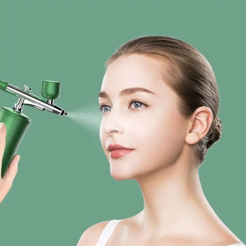 Airbrush Kit with Compressor-Cordless Non-Clogging High-Pressure Air Brush with 0.3mm Nozzle and Cleaning Brush Set for Nail A