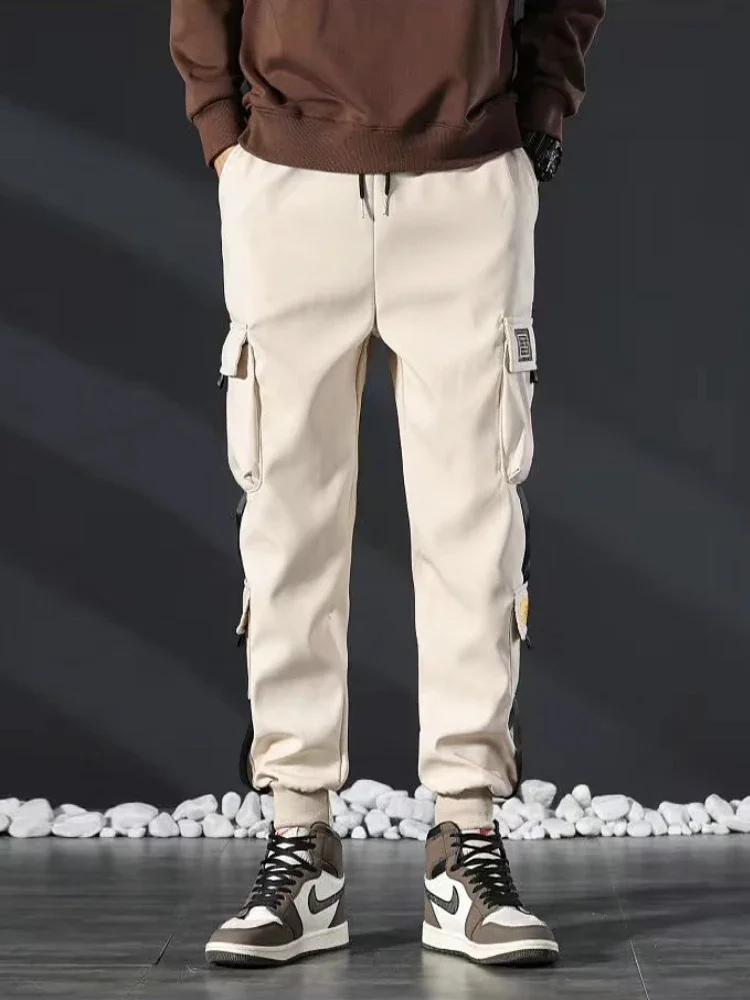 

Set of Japanese retro multi pocket workwear pants, men's trendy street loose wide leg casual versatile leggings
