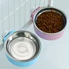 Pet Candy-Colored Stainless Steel Dog Bowl Hanging Cage Pet Cat Food Bowl Hanging Stainless Steel Bowl Dog Cage Bowl Double Bowl 3
