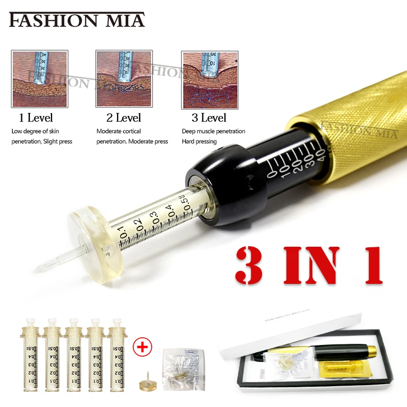 0.5ml 3 in 1 Handheld Injection Gun For Lose Weight Lipolysis Anti Wrinkle Hyaluronic Pen For Lips Filler 3 Gear Hyaluronic Pen