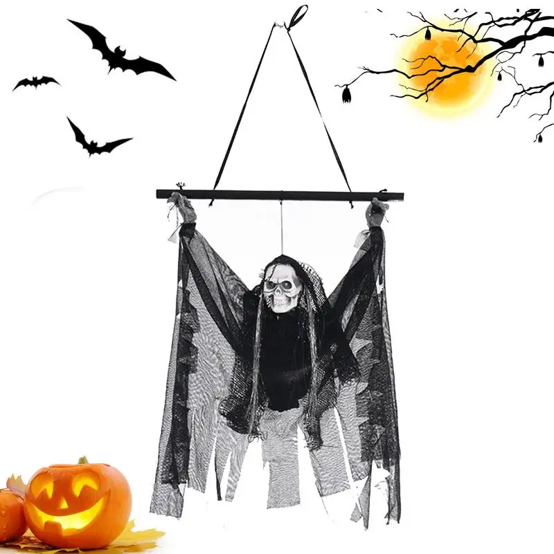 

Halloween Ghost Prop Horror Flying Skeleton Wall Decor With Glowing Eyes Halloween Props For Themed-Parties Graveyard Haunted