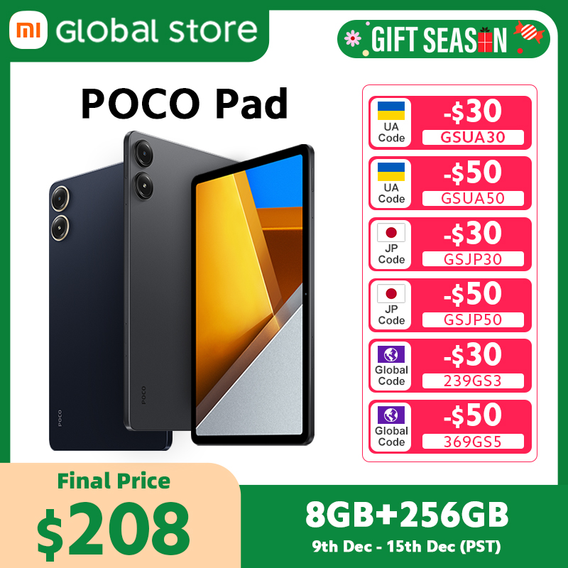 POCO Pad Tablet 8GB 256GB 33W 10000mAh Snapdragon 7s Gen 2 Octa core 12.1'' 120Hz 2.5K Display Global Version