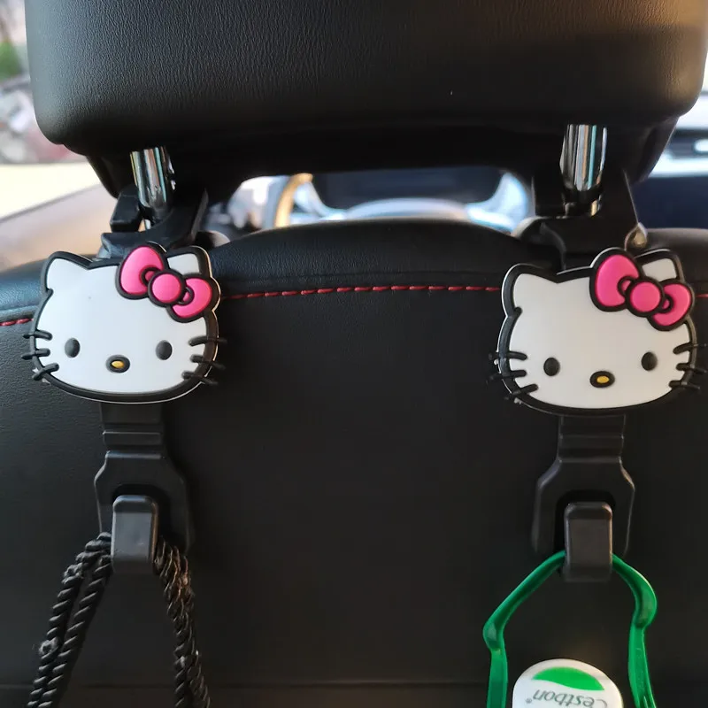 

2Pcs Anime Hello Kitty Auto Headrest Hook Kawaii Car Back Seat Organizer Universal Hanger Bag Holder Cute Vehicle Accessories