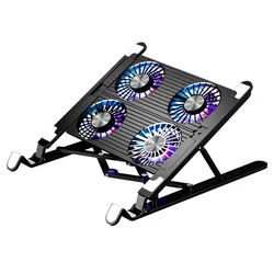 Enhanced Product Title:  
Adjustable RGB Silent Laptop Cooling Pad with Foldable Stand and Multi - Fan System (ABS 4 Fans Black)