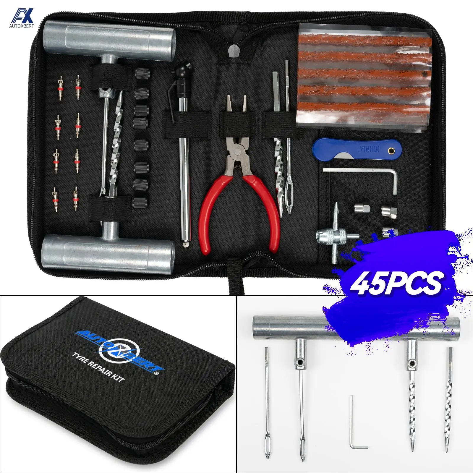 45x Emergency Tire Repair Kit Diy Heavy Duty Flat Tyre Punctures Tool
