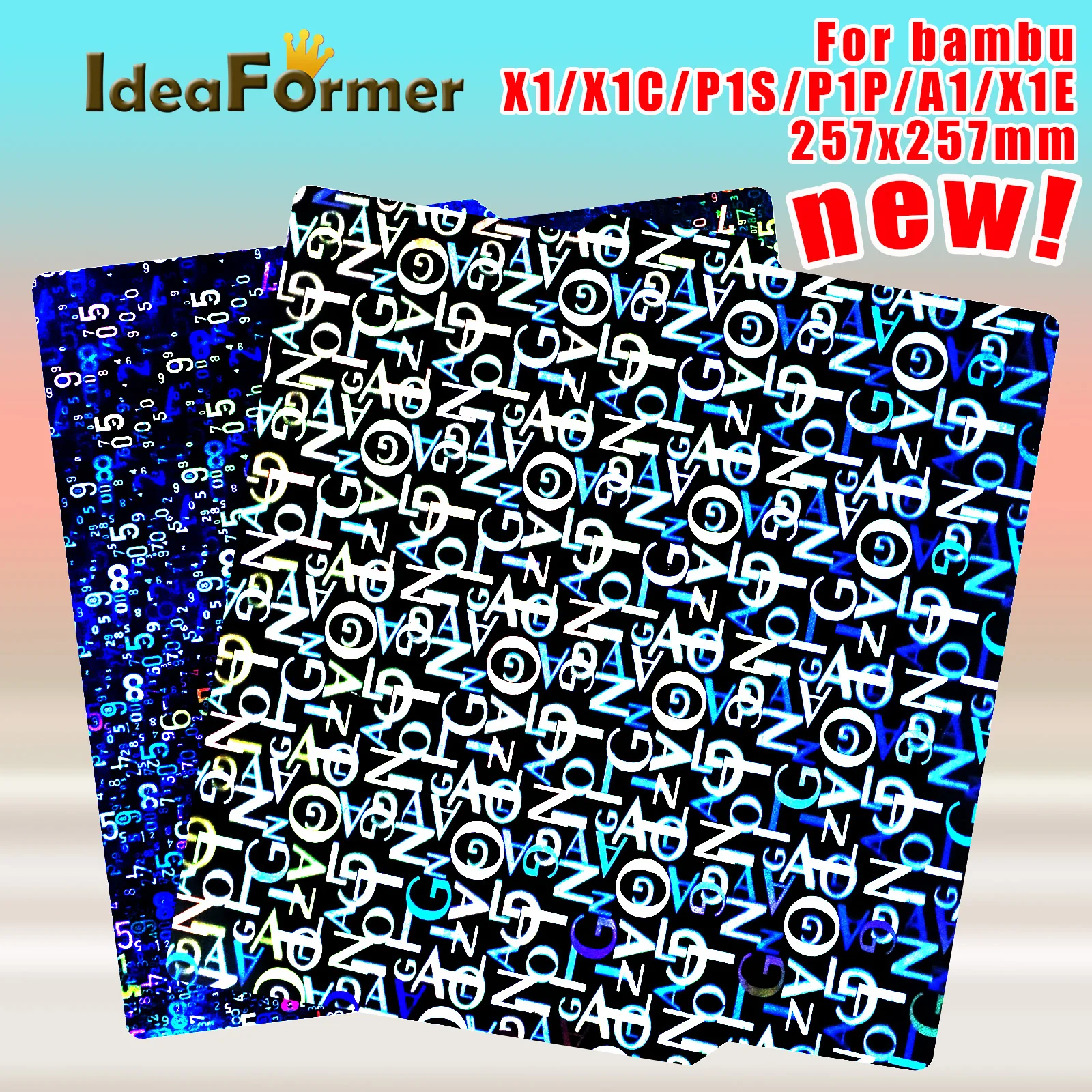 IdeaFormer Bambu Lab X1 X1C 빌드 플레이트용 펜 피규어 시트, P1S P1P A1 X1E 대나무, 펜 문자 Bamblab 257x257mm 시트, 신제품