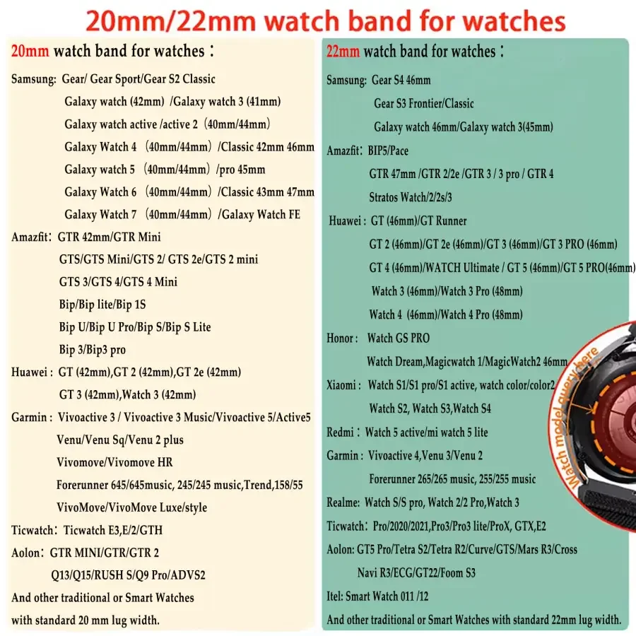 Nylon Sport Loop Watch Strap - 20mm/22mm Adjustable Bracelet Band