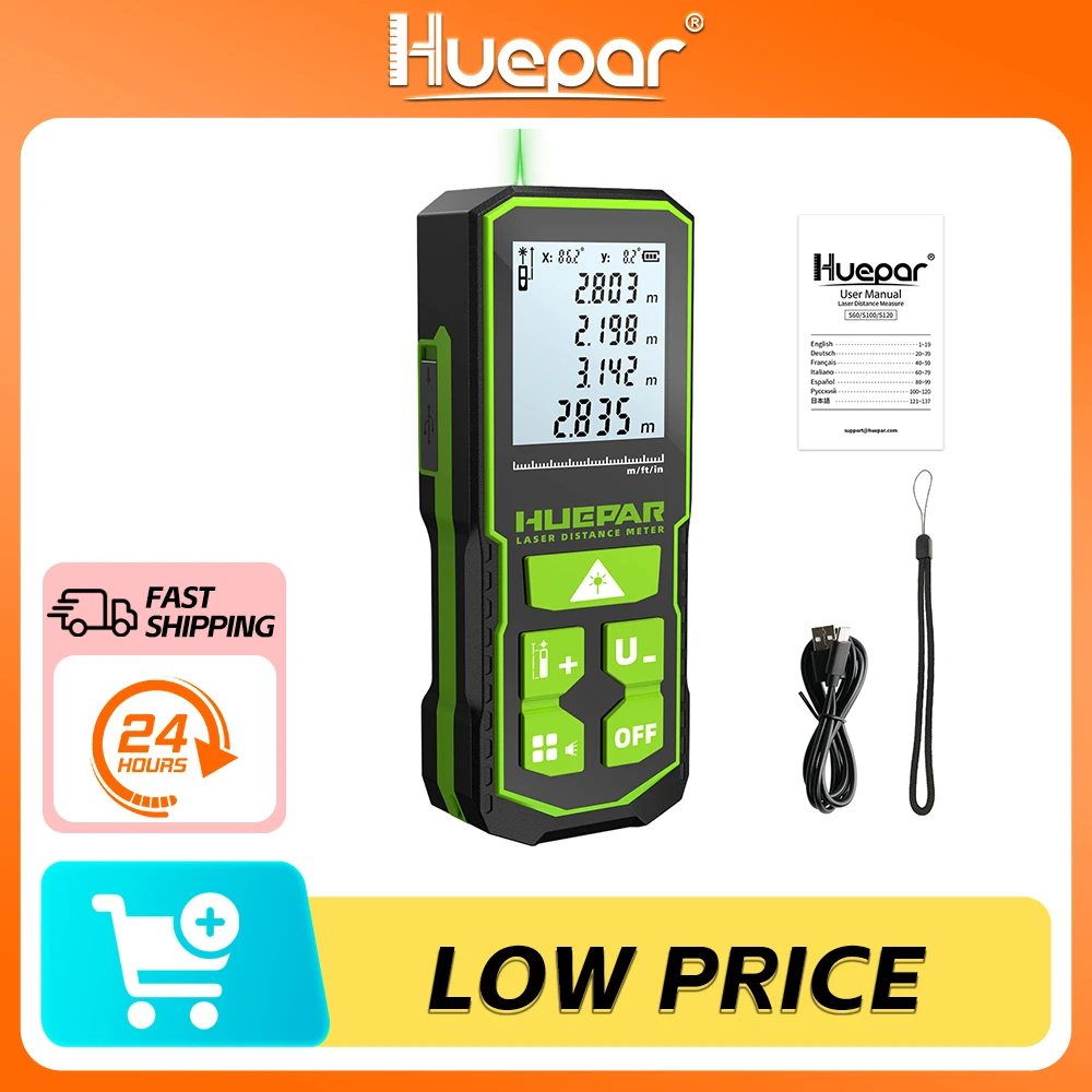 Huepar Laser Rangefinder Digital Tape Measure 60M 100M 120M Trena Laser Tape Range Finder Green Beem Digital Measure tape measure,laser rangefinder,distance meter,laser tape measure,digital tape measure