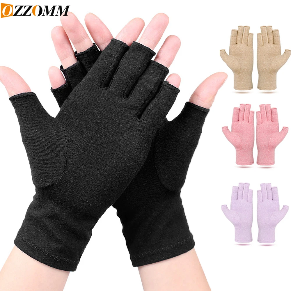 Compression Arthritis Gloves 1Pair for Women Men-Fingerless Wrist Brace Night Wrist Support Left Right Hands for Typing Sleep
