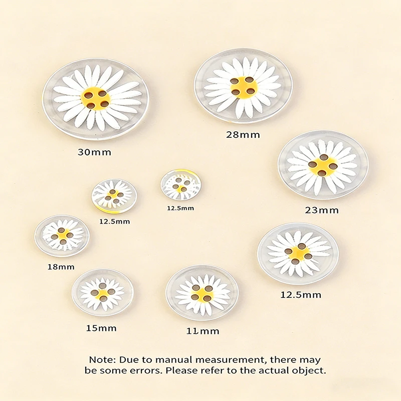 10/20Pcs 데이지 수지 단추 11.5-30MM 셔츠 스웨터 코트 의류 용 손 바느질 단추 DIY 공예 봉제 액세서리