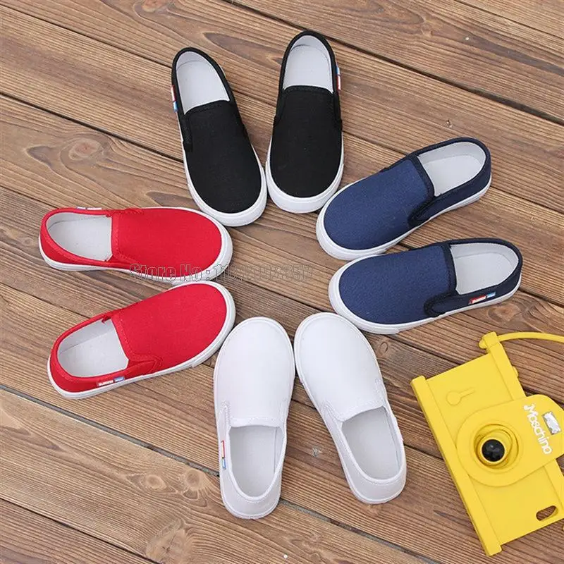 Children Board Boys Girls Baby White Flats Sneakers Solid Color Kids Simple Breathable Non-slip Shoes 4
