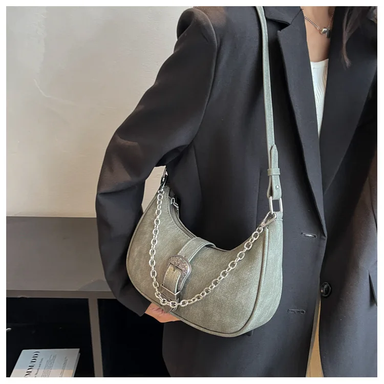 JIAERDI Vintage Solid Half Moon Bags Women 2023 Hot Girls Chain Casual Y2k Handbags Ladies Luxury Designer Handbag Aesthetic