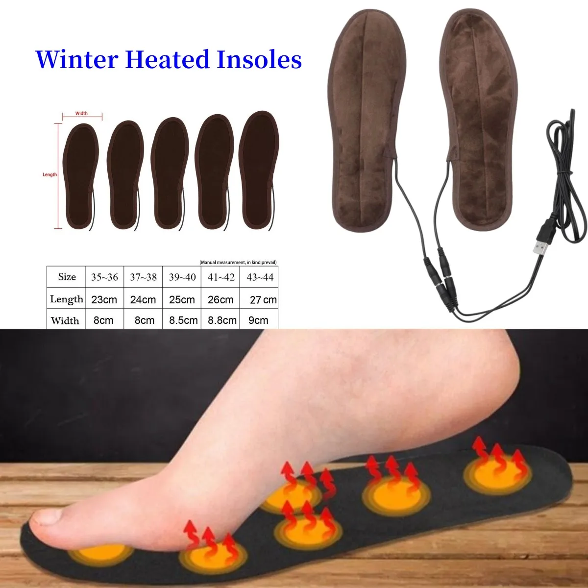 Shoe Insoles Heated Shoe Insoles USB Heated Shoe Insoles Electric Foot Warming Pad Feet Warmer Sock Pad Mat Outdoor Sports Heating Insoles Winter Warm