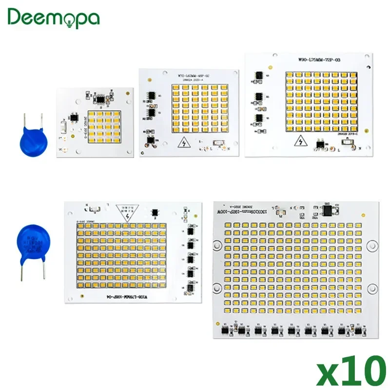 10 개/몫 LED 램프 칩 SMD2835 빛 구슬 AC 220V 240V 10W 20W 30W 50W 100W DIY 야외 투광 조명 차가..