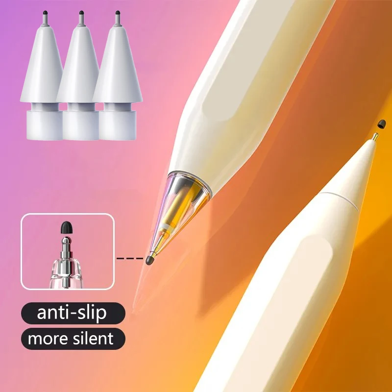 1/2pcs NEW Anti slip Pencil Tips 4B 2B Replacement Nib For Apple Pencil 1/2 Gen Tips With Silicone Cap More Silent Upgrated Nib, ,   - AliExpress