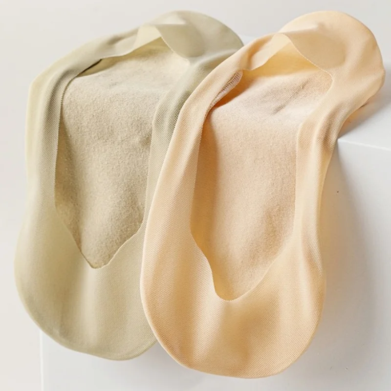 Ice Silk Socks 1/5 Pairs Women's No Show Anti-Slip Ultrathin for Heels Flats Slippers Non-Slip Heel Breathable