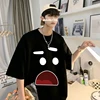Korean Men's Polyester Oversized T-shirts  Mens T Shirt Casual Summer Wear Emote Fashion Print White Tee Shirts for Men Clothing 2