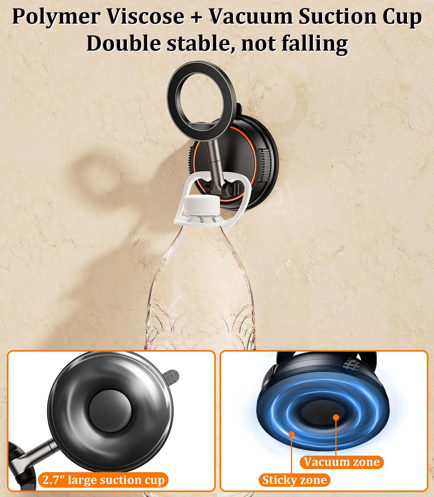 Eary Phone Holder Mount For Wall With 360 Rotation Adjustable Stable Suction Cup Stand Fit For Desk Kitchen Bathroom Mirror Gym