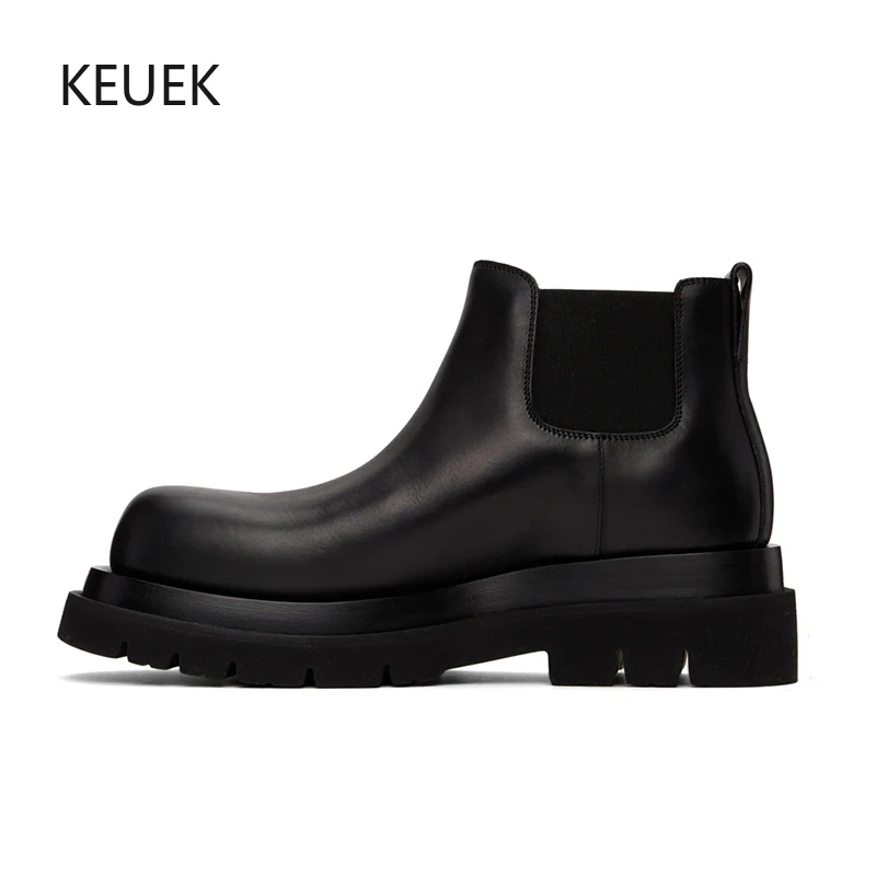 

New Design Men Ankle Boots British Style Heightened Thick Sole Work Shoes Casual Genuine Leather Chelsea Boots Business Shoes 2A