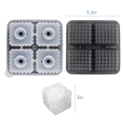 Premium Silicone Ice Cube Tray with Lid - Perfect for Crafting Large Spheres for Beverages (Black - Square  1Pcs)
