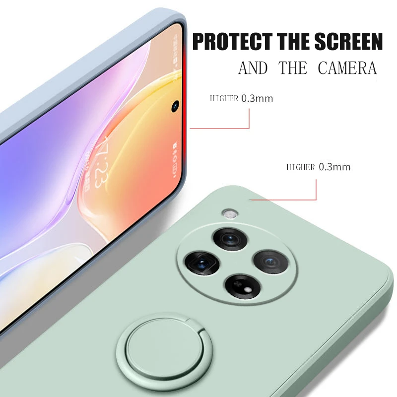 Premium Liquid Silicone Phone Case with Ring Stand - Shockproof Protective Cover