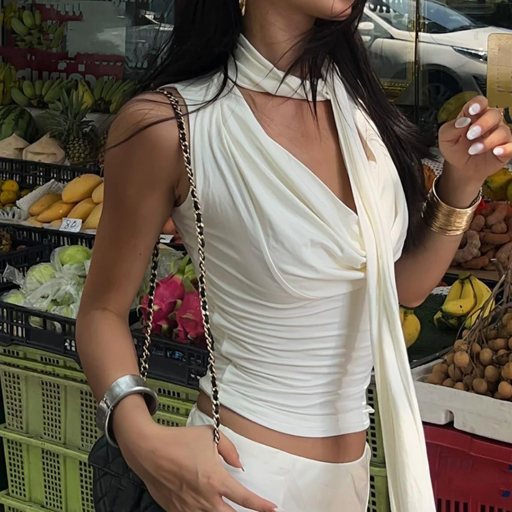 Fashion Bottoming Shirts T Shirts Women Y2k V-Neck Ins Halter Camisole Tanks Streetwear Sleeveless Vest Summer