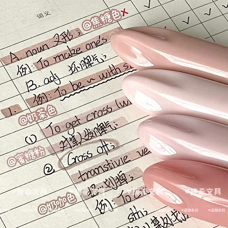 모란디 컬러 더블 헤드 하이라이터 펜, DIY 저널 형광 펜, 드로잉 마커 펜 문구, 세트당 4 개