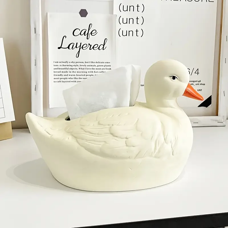 Cartoon Cute Psyduck Tissue Box Storage Box Paper Box Living Room Tea Table Decoration Creative Household Ornament 3