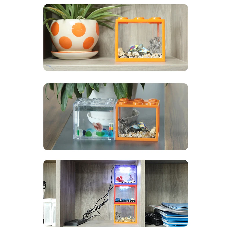Mini Fish Bowls Thai Betta Tank Small Ornamental Fish Live Pet Stackable Aquariums Cylinder 6 Holes High Transparency Tank