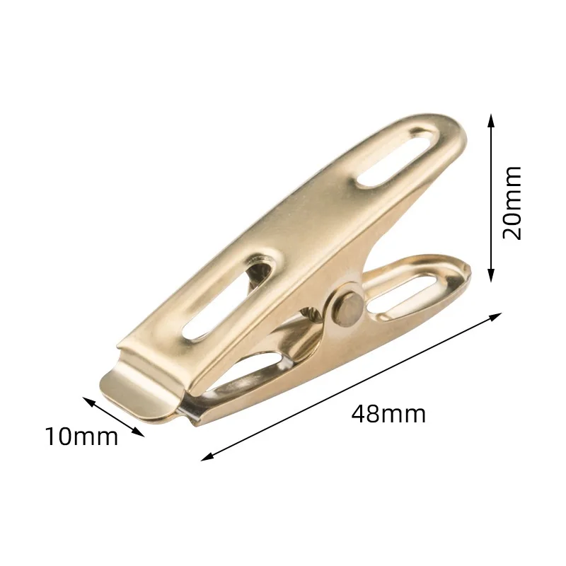 Stainless Steel Gold Clothespins Balcony Bathroom Laundry Windproof Spring Flat Clips Prevent Scratching Socks Towel Clothes Pin