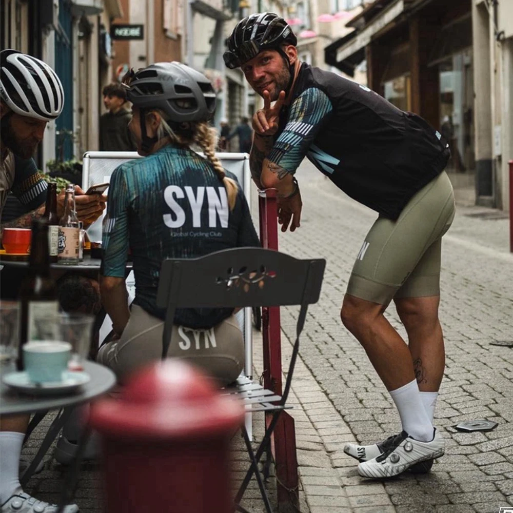Syn Radsport anzug Zusammenfassung Herren Langarm Rad trikot und Träger hose Sommer atmungsaktive schnell trocknende Fahrrad bekleidung – Detail 5