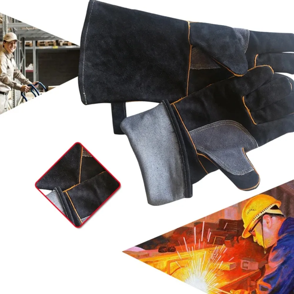 Enhanced Cowhide Fire-Resistant Gloves with Heat Insulation and Kevlar Stitching