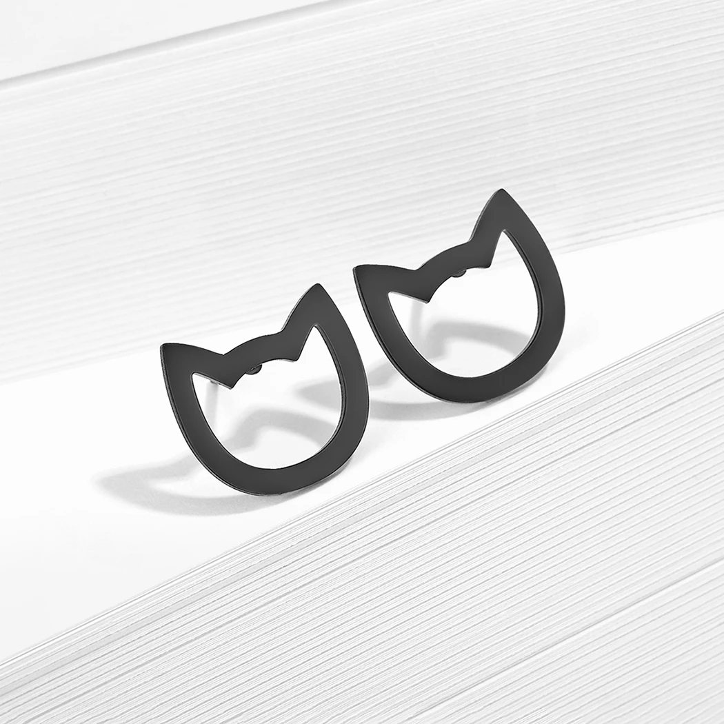 Stainless Steel Stud Earrings Women Jewelry Cute Animal Lover Cat Earring - PeticaDeals