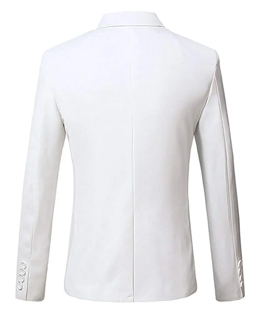 White Men's Suit Blazer One Button Groom Tuxedo Business Jacket Notch Lapel Coat For Party Prom