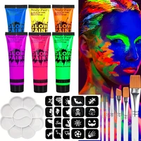 6PCS 25ml Fluorescent Paint Glow In The Dark Light Body Paint Face Painting for Party Halloween Event Makeup Club Makeup Xmas Gl 1