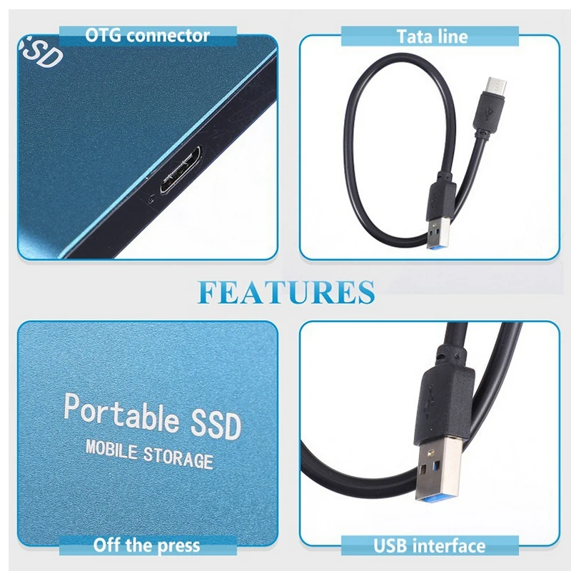 SSD 외장 60 테라바이트 플래시 드라이브 타입-C USB3.1 30 테라바이트 16 테라바이트 SSD 드라이브, 휴대용, 4 테라바이트, 미니 슬림, 고속 전송, 외장 플래시 장치