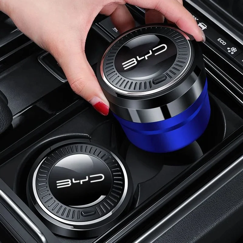 BYD Atto 3 Seagull Dolphin Seal U Seal Han Tang Qin Plus 자동차 액세서리용 자동차 재떨이 LED 세라믹 라이너