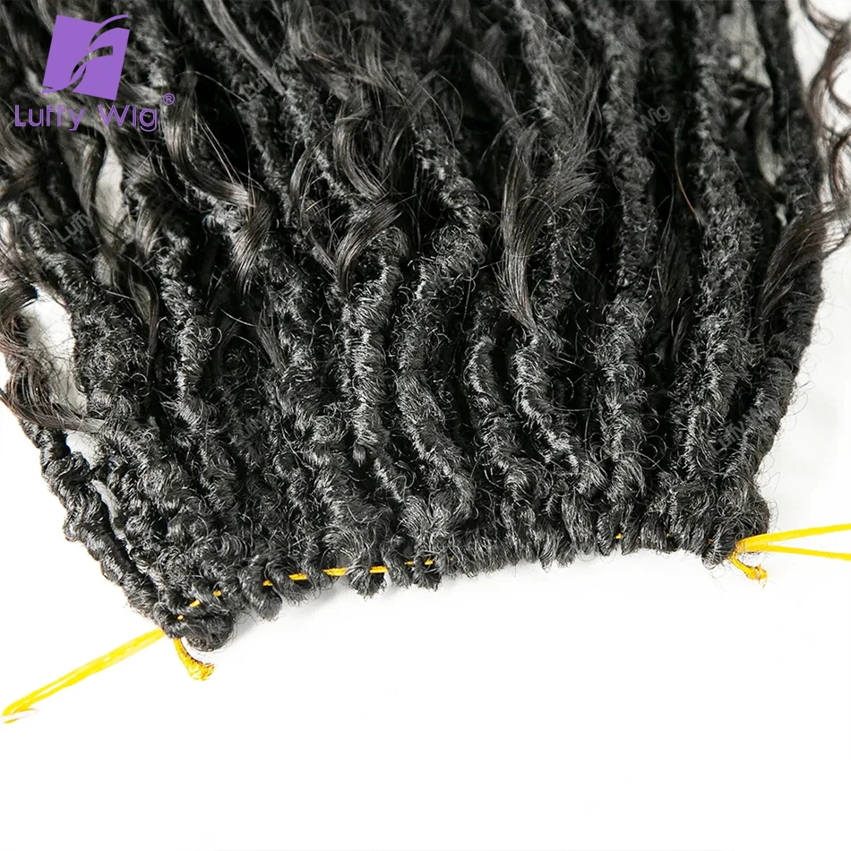 Pre-looped Crochet Boho Locs with Human Hair Curls Synthetic Goddess Braids Hair Extensions Braiding Hair For Black Women Luffy images - 6