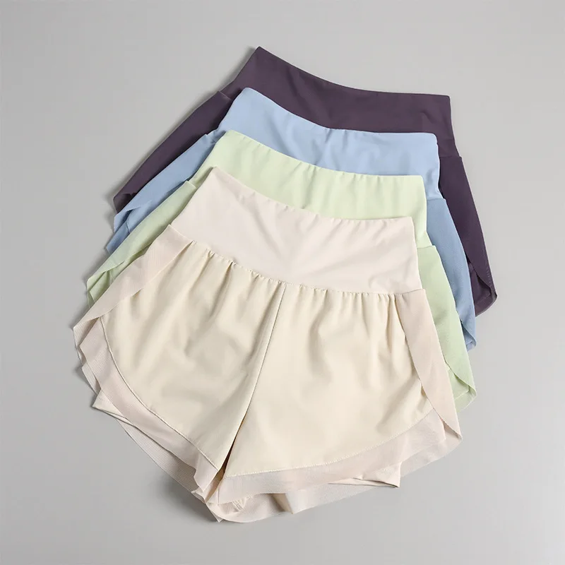 Athletic Summer Women's Sports Running Female Skirt Shorts Mesh with Pockets Quick-Dry Gym Yoga Wear High Waist Workout Pant